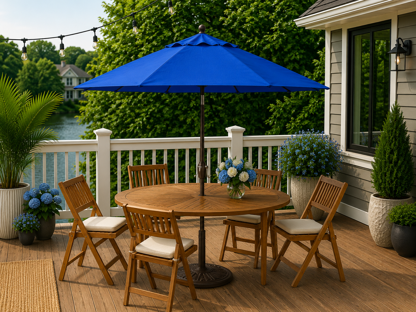 9' Push Button Tilt Umbrella, Bronze Frame