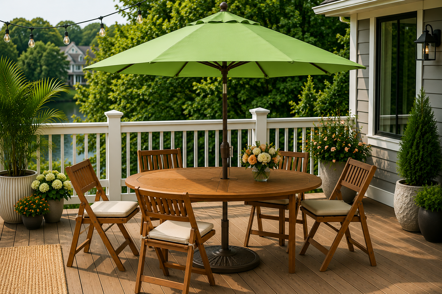9' Push Button Tilt Umbrella, Bronze Frame