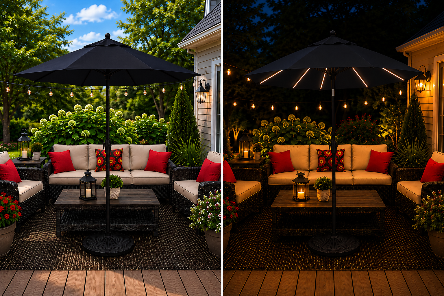 houston astros patio umbrella 9' Starlux Twist Tilt Umbrella, Black Frame