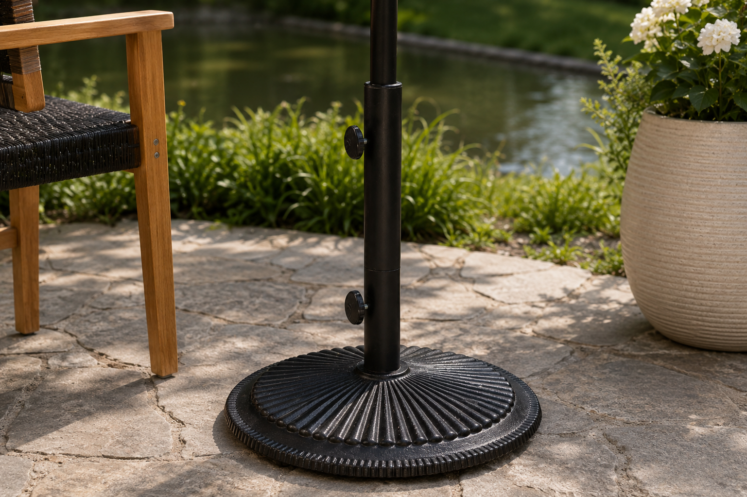 cast iron patio umbrella bases Classic Cast Iron Umbrella Base, Black 50LB – Armstrong Garden Centers