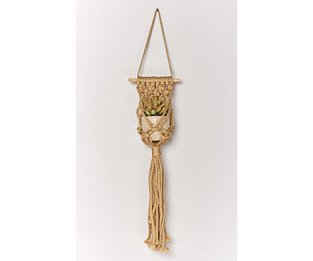 primitive planters macrame plant hanger Primitive Planters Polypropylene Small Tan Macrame Wall Planter