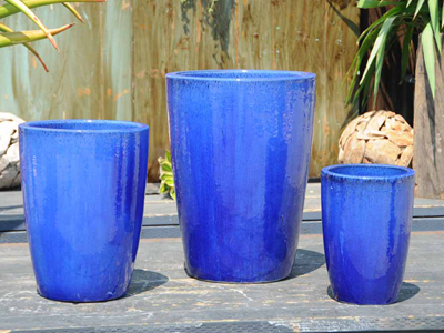 extra large blue plant pots Slim Round Planter, Falling Blue