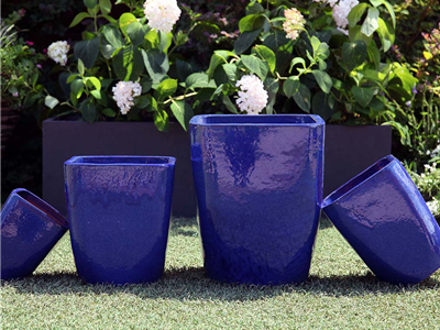square blue glazed plant pots Laguna Square Planter, Falling Blue