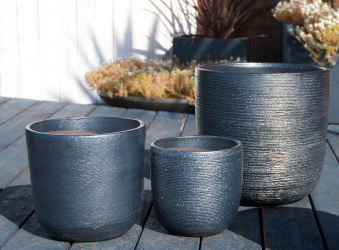 silver garden plant pots Good Earth Bucket Planter, Silver