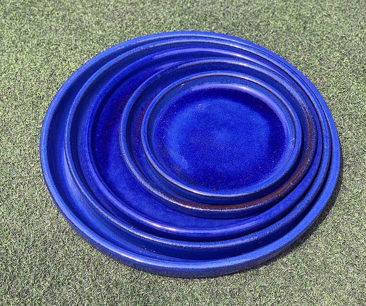 cobalt blue plant saucer Round Saucer, Falling Blue