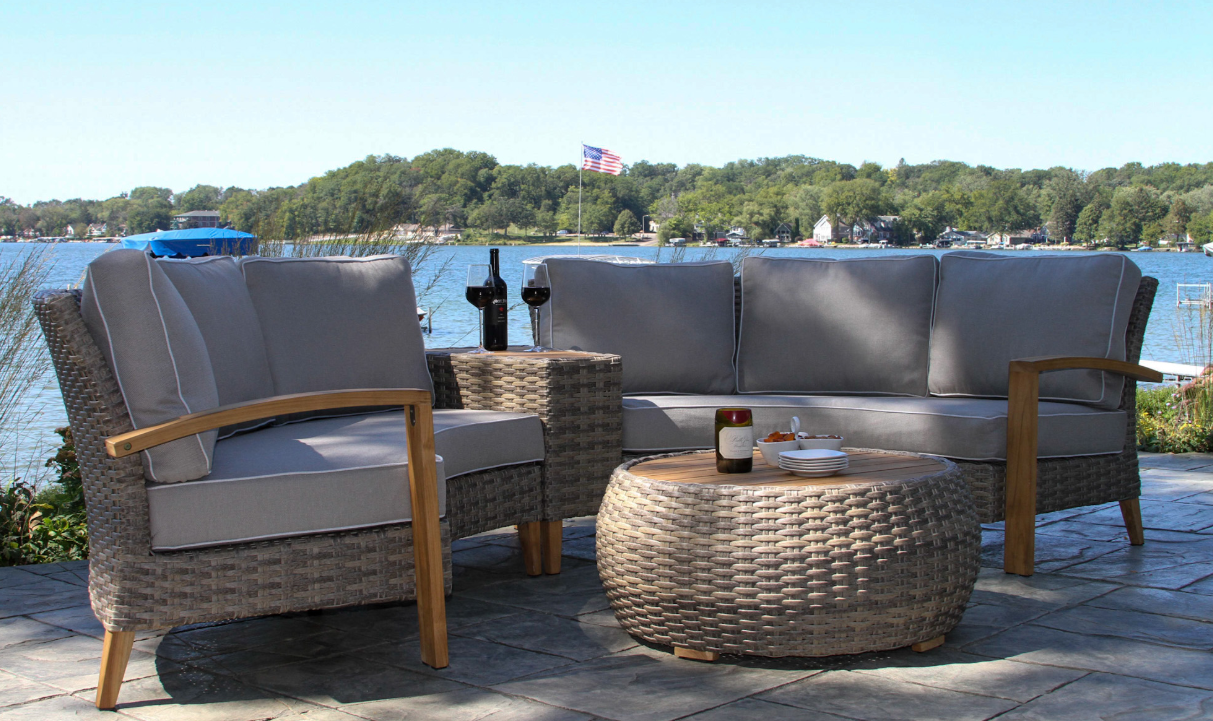 Teak Eucalyptus Half Round Sectional Set - Thumbnail 3