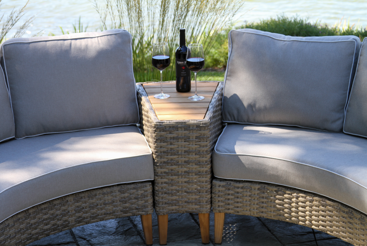 Teak Eucalyptus Half Round Sectional Set - Thumbnail 2