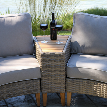 Teak Eucalyptus Half Round Deep Seating Set - 4 Piece