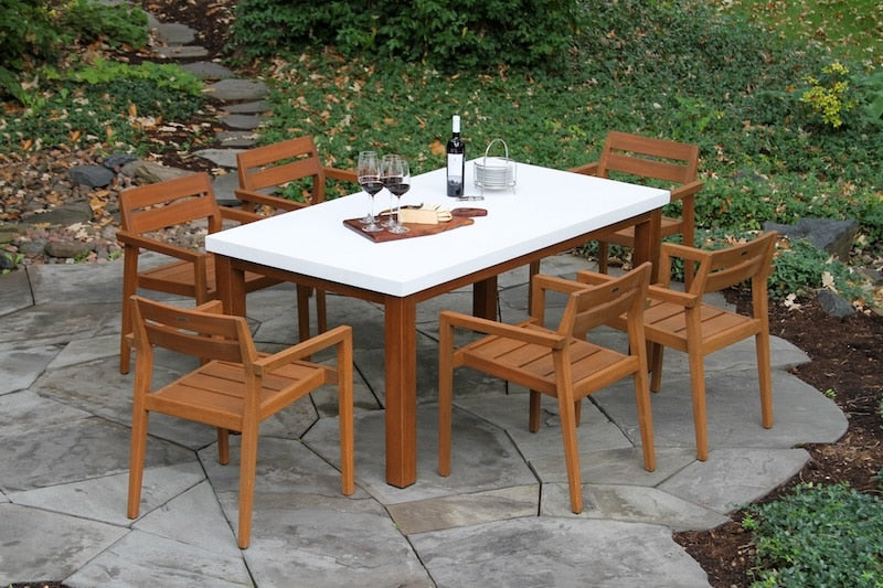 7 Piece Brown Eucalyptus Ivory Dining Set