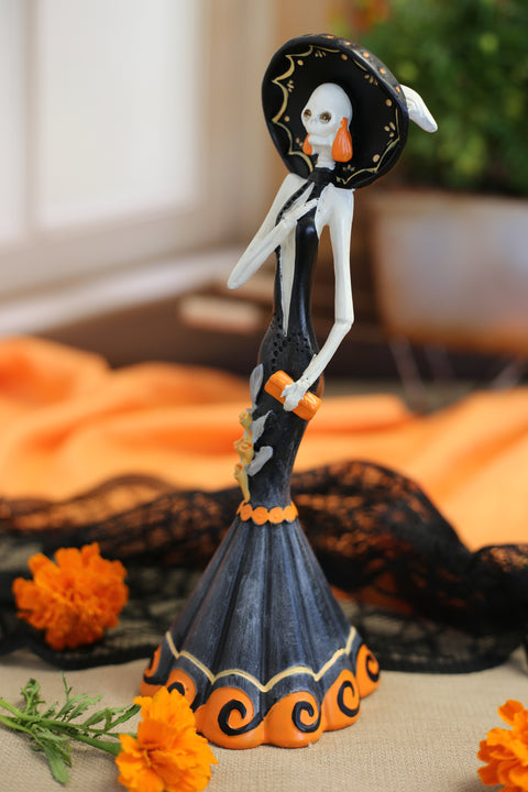 Resin Catrina Skeleton – Black Dress