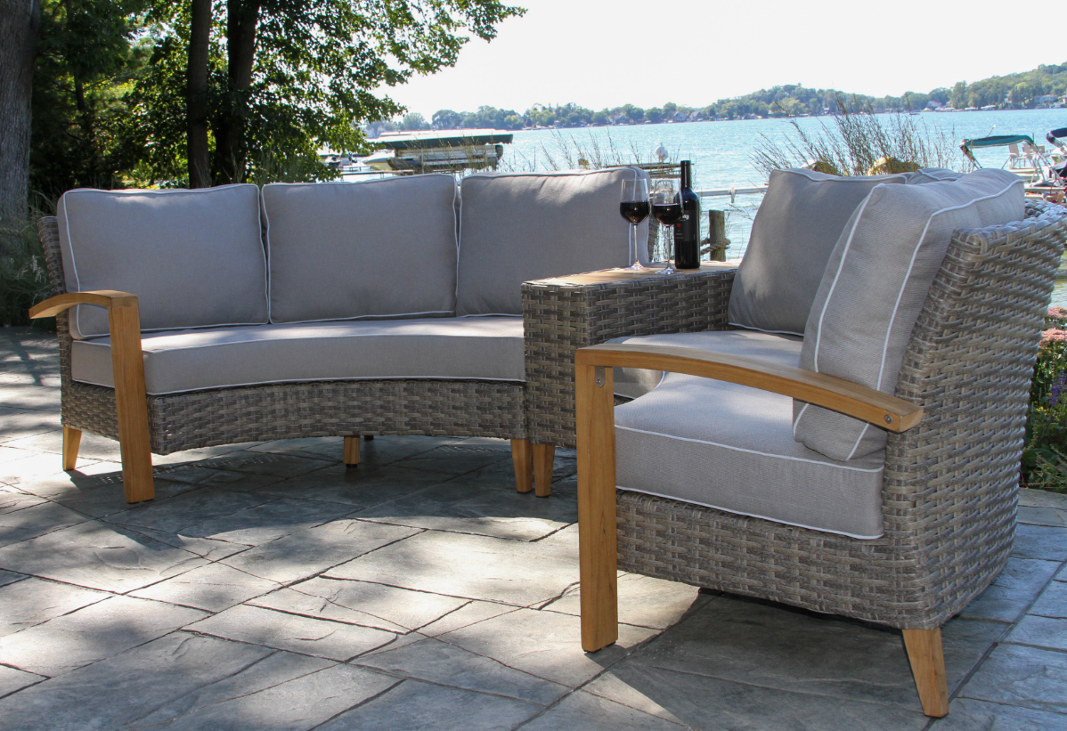 Teak Eucalyptus Half Round Sectional Set - Thumbnail 4