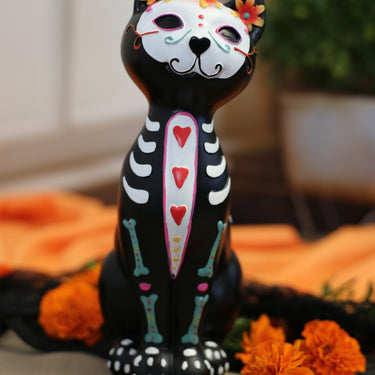 Resin Day of the Dead Skeleton Cat Figurines