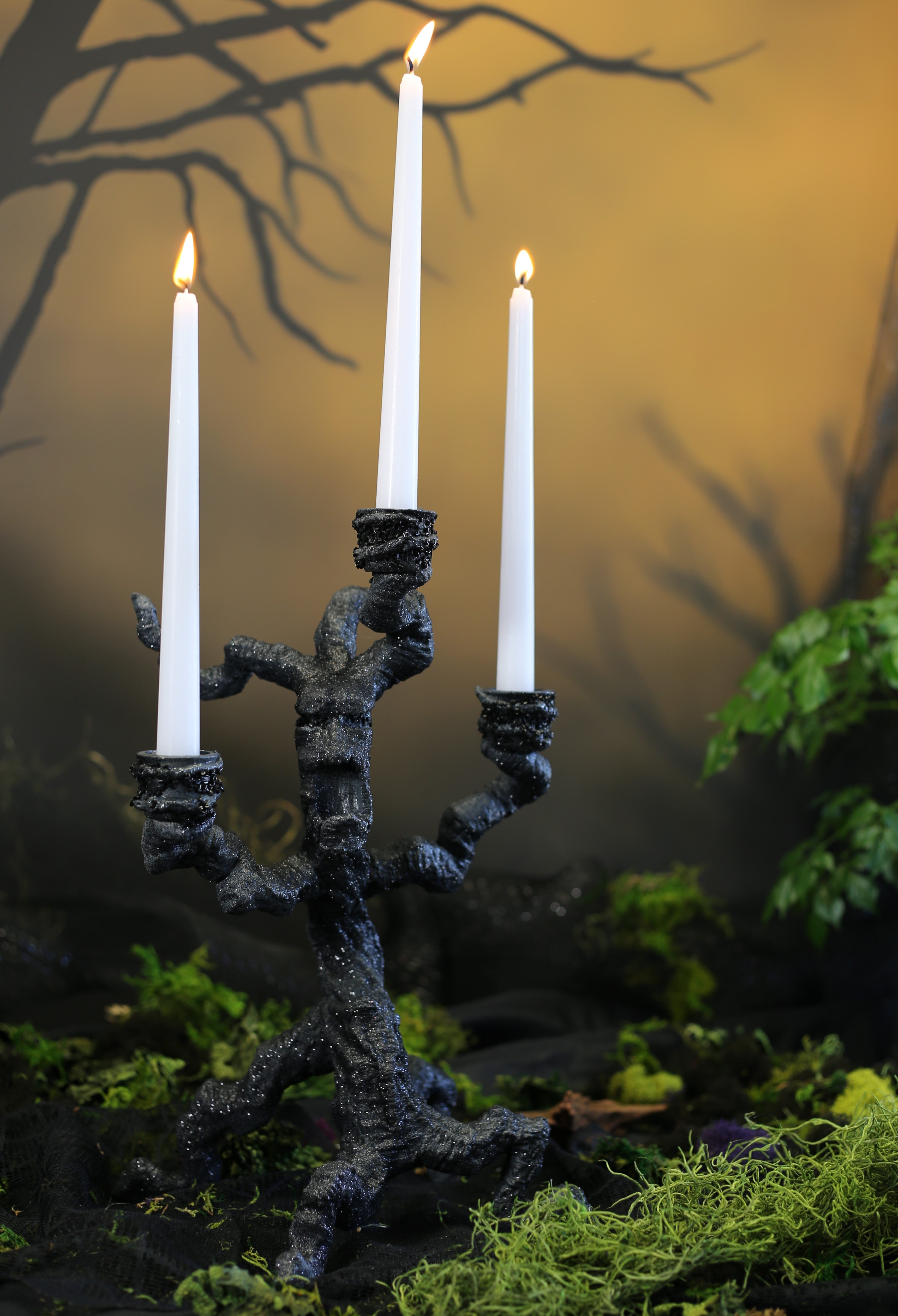 Black Resin Tree Candle Holder - Thumbnail 2