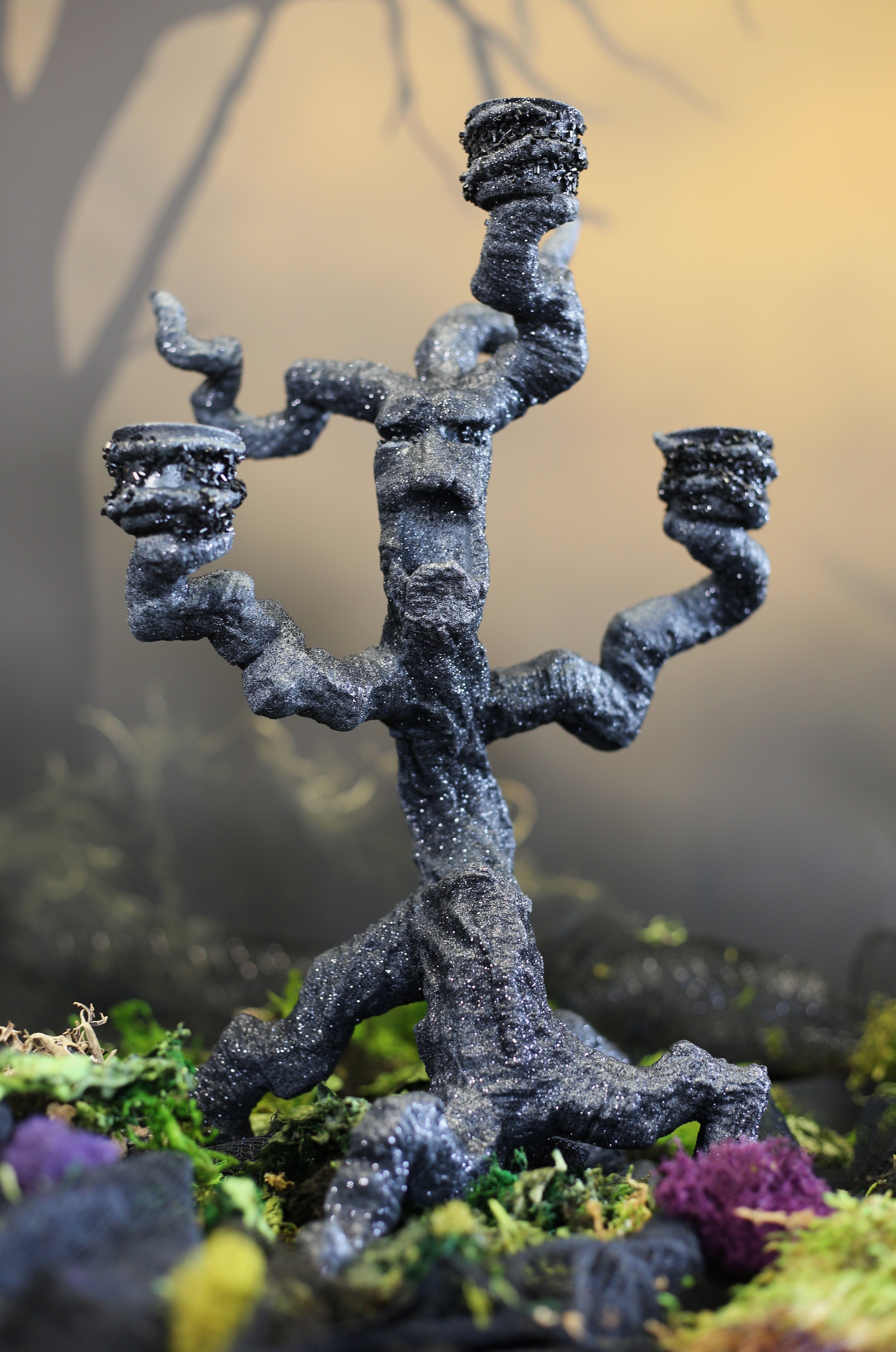 Black Resin Tree Candle Holder - Thumbnail 3