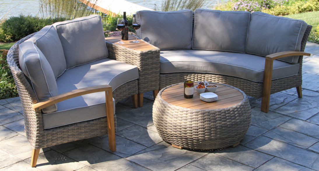Teak Eucalyptus Half Round Sectional Set