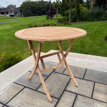 Antique Wash Eucalyptus Folding Bistro Table, 30″ Dia