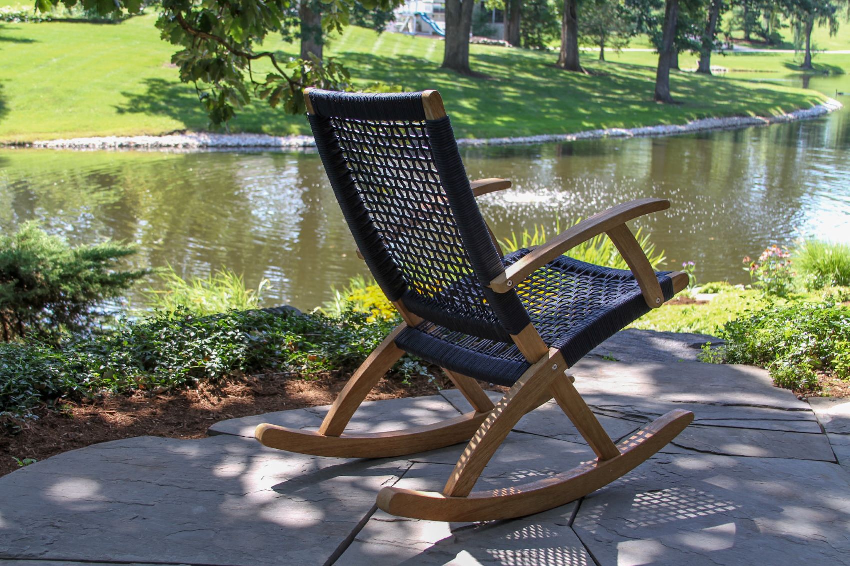 Eucalyptus Blue Rope and Antique Wash Rocking Chair - Thumbnail 2