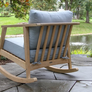 Wheat Eucalyptus Wash Rocking Chair with Blue Cushion