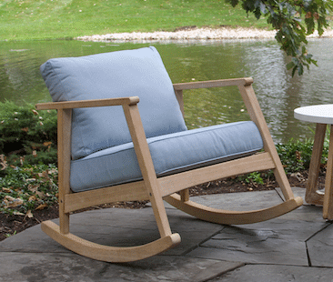 Wheat Eucalyptus Wash Rocking Chair with Blue Cushion - Thumbnail 2