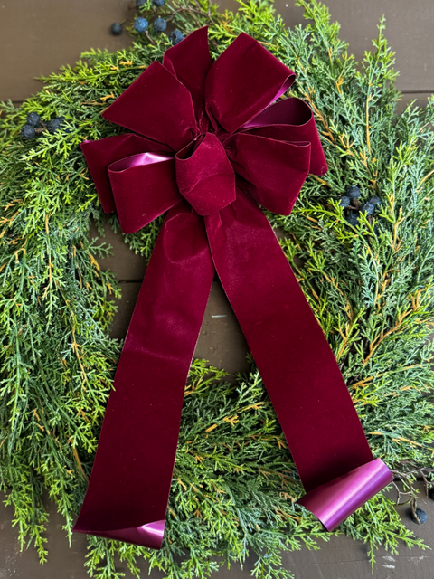 #40 6-Loop Velvet Burgundy Bow