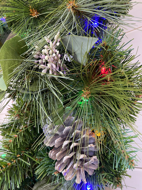 Eucalyptus Pinecone Wreath – 32" (Artificial, Pre-Lit)
