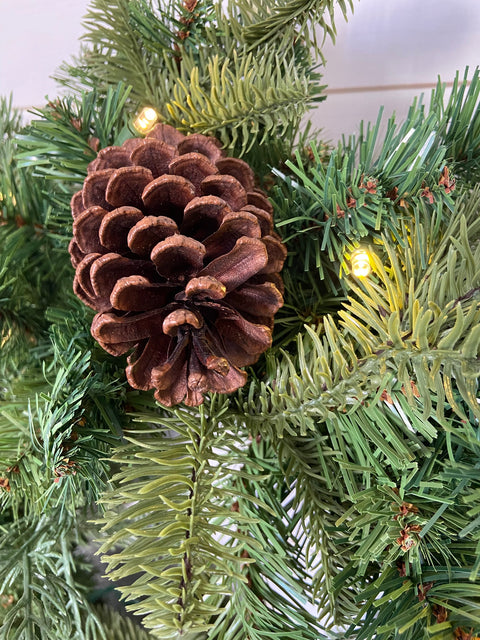 Spruce Green Wreath with Cones – 24" (Artificial, Pre-Lit)