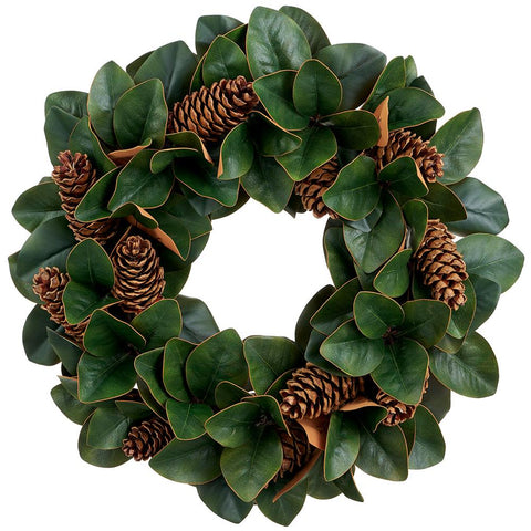 Magnolia Leaf & Cone Wreath – 26" (Artificial)