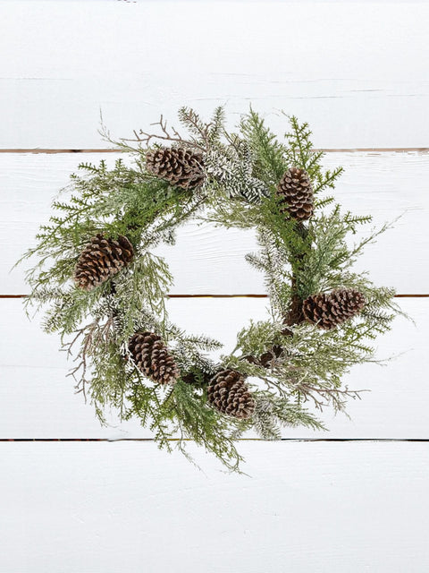 Iced Cone & Pine Wreath – 28" (Artificial)