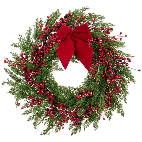Berry & Cedar Wreath – 28" (Artificial)