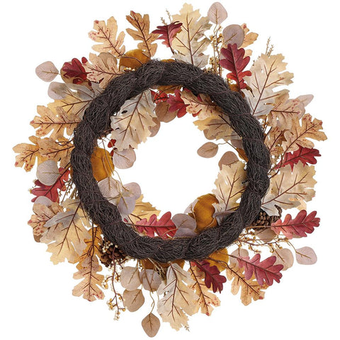 Pumpkin, Pinecone & Oak Leaf Wreath – 24" (Artificial)
