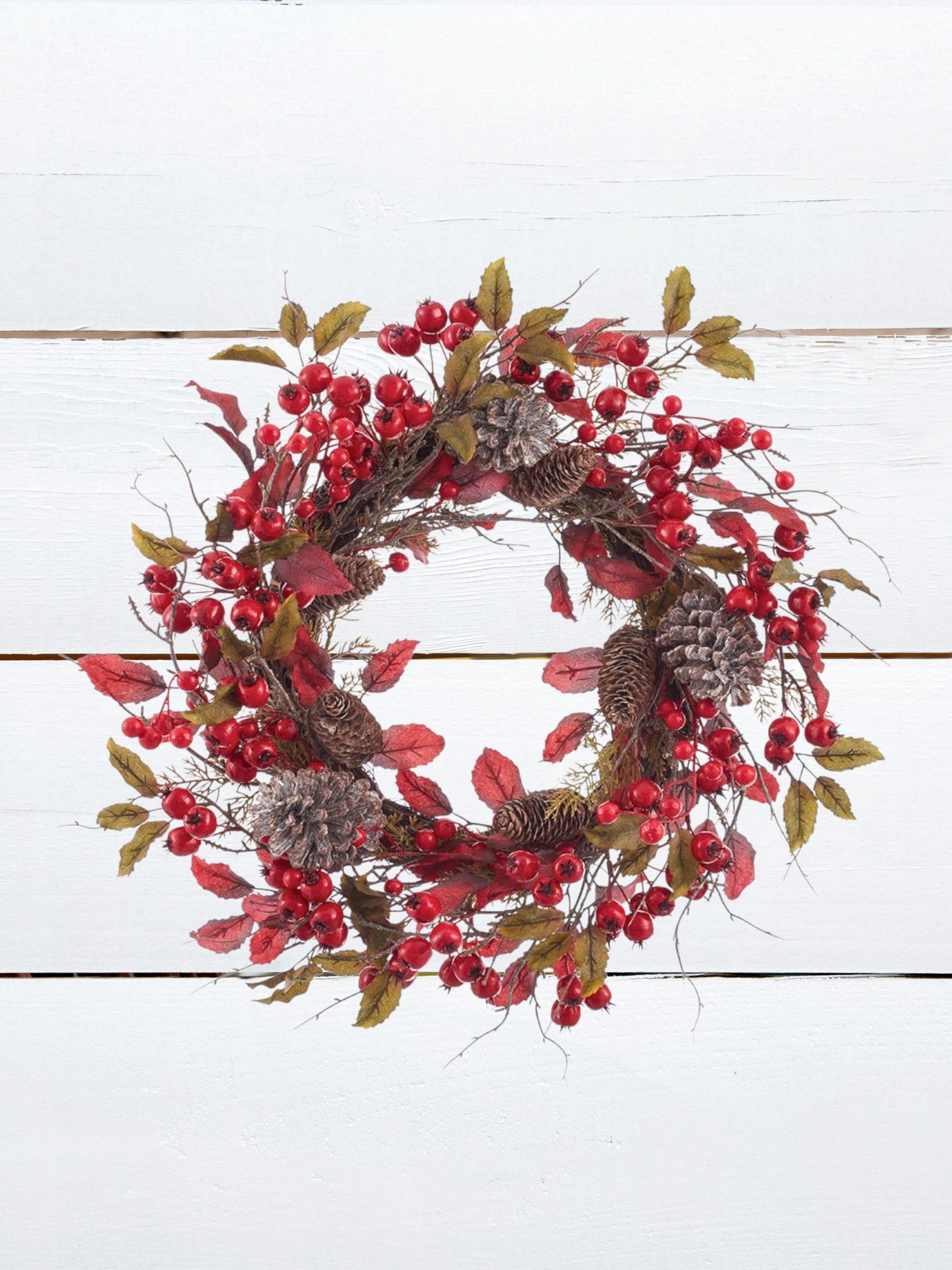 Berry, Pine & Oak Leaf Wreath - Thumbnail 3