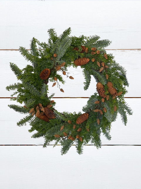 Soft Touch Hemlock Cedar Wreath – 24" (Artificial)