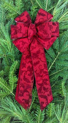 Rich Deep Red Sheer with Filigree Over Red Velvet Bow