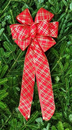 Red Satin with Diagonal Gold Glitter Bow