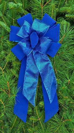 Blue Velvet with Sheer Metallic Combo Bow