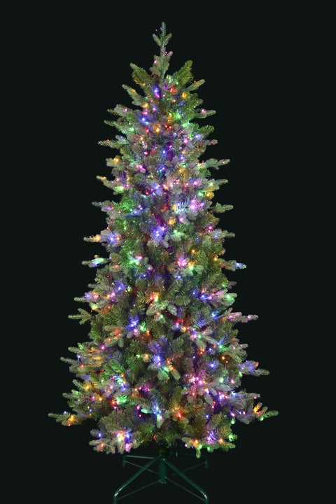 Alberta Slim Spruce Artificial Christmas Tree – 6.5’ or 7.5’ Pre-Lit with Color-Changing Starry Lights