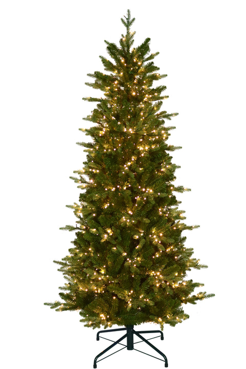 Alberta Slim Spruce Artificial Christmas Tree – 6.5’ or 7.5’ Pre-Lit with Color-Changing Starry Lights