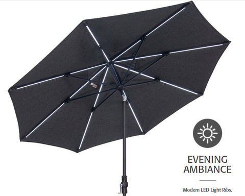 9' Starlux Twist Tilt Umbrella, Black Frame - Navy