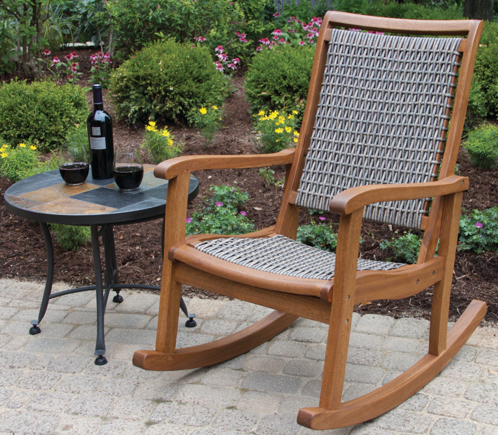 Grey Wicker & Eucalyptus Rocking Chair - Thumbnail 3