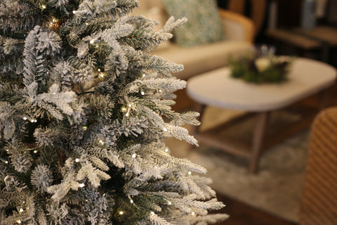 Nordic Flocked Fir Artificial Christmas Tree – 5’ or 7.5’ Pre-Lit with Color-Changing Starry Lights