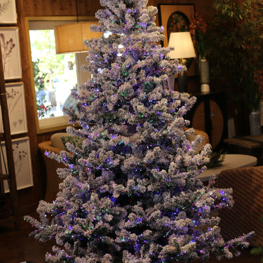 Nordic Flocked Fir Artificial Christmas Tree – 5’ or 7.5’ Pre-Lit with Color-Changing Starry Lights
