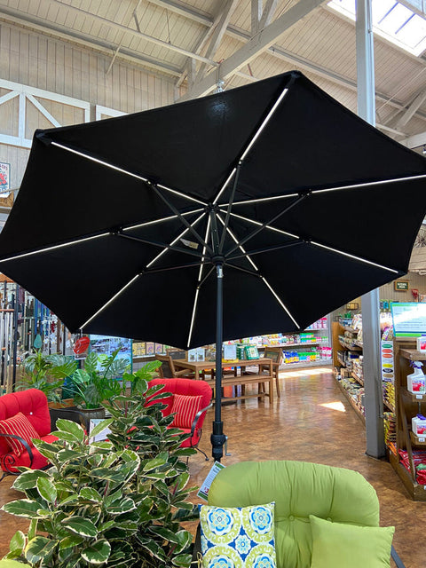 9' Starlux Twist Tilt Umbrella, Black Frame - Red