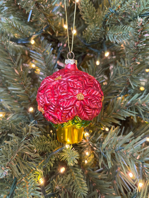 Glass Poinsettia Ornament