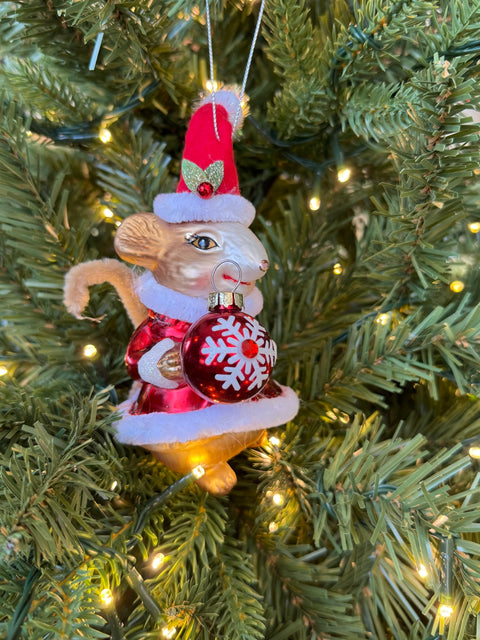 Glass Mrs. Claus Mouse Ornament