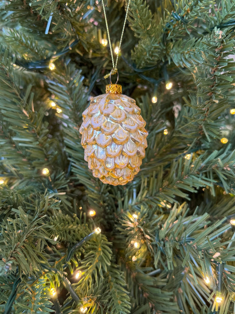 Glass Pinecone Ornament Gold