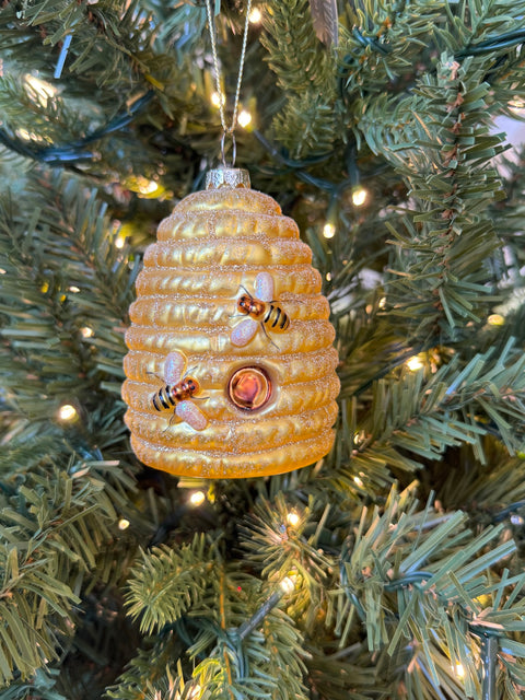 Glass Honeybee Hive Ornament