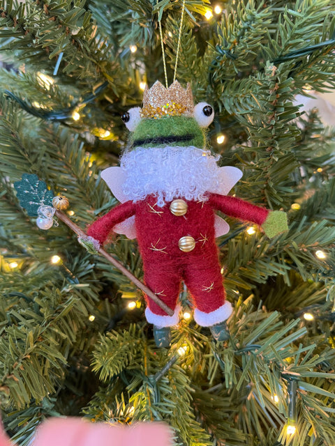 Frog with Staff Felt Ornament