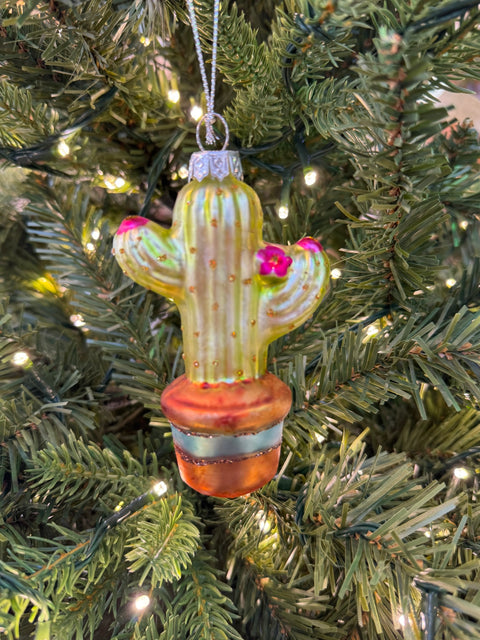 Glass Cactus Ornament