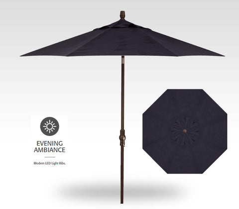 9' Starlux Twist Tilt Umbrella, Bronze Frame - Navy