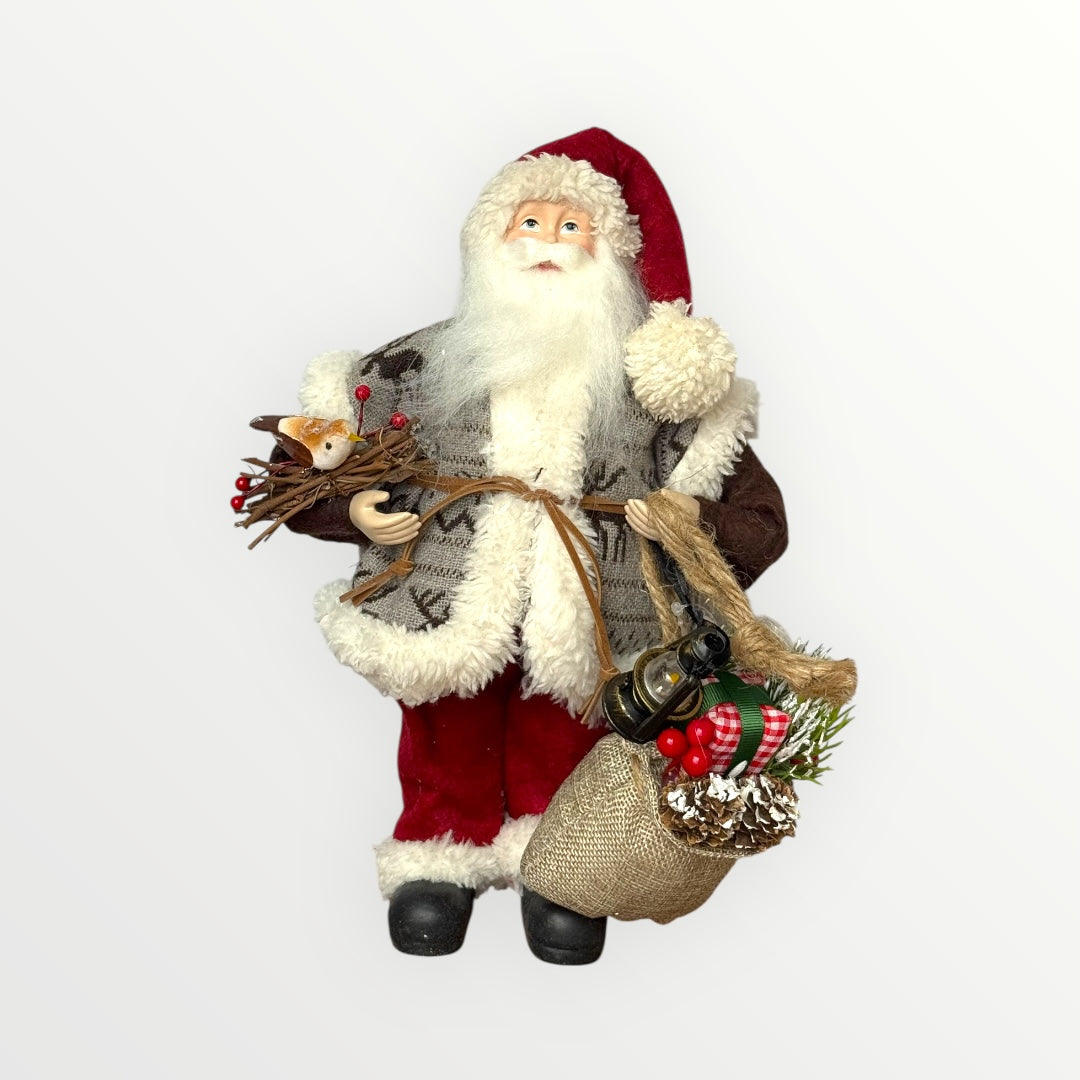Woodland Fabric Santa with Bag